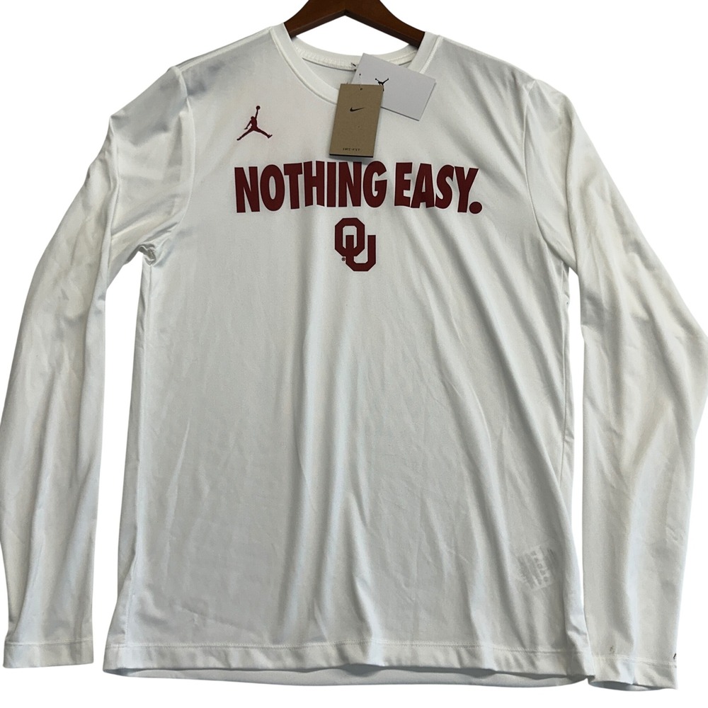 Jordan Oklahoma Sooners Nothing Easy Long Sleeve Dri-FIT Tee White M M22284